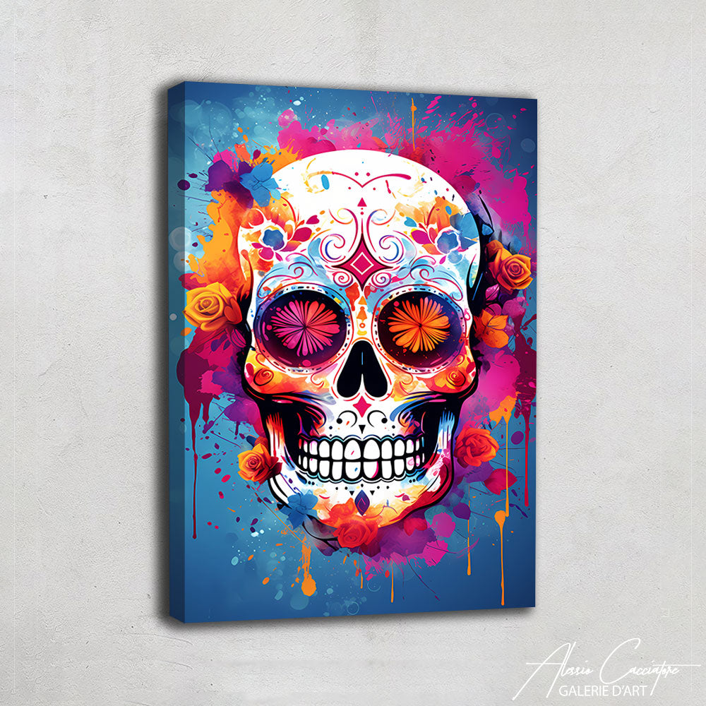 tableau tête de mort mexicaine