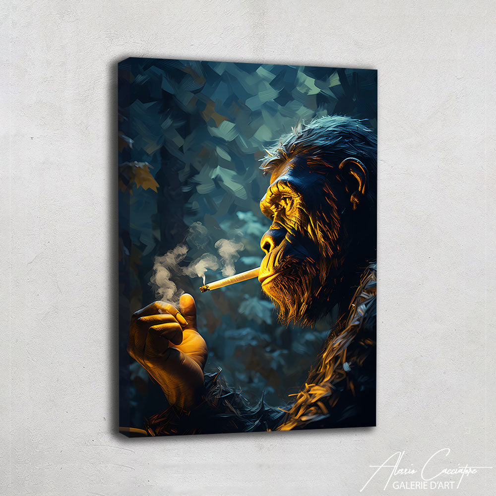 tableau gorille qui fume