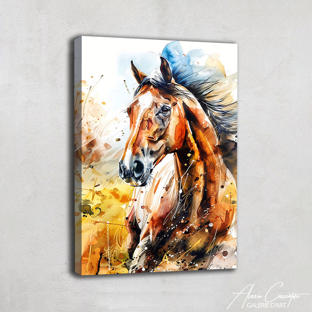 Tableau Aquarelle Cheval

