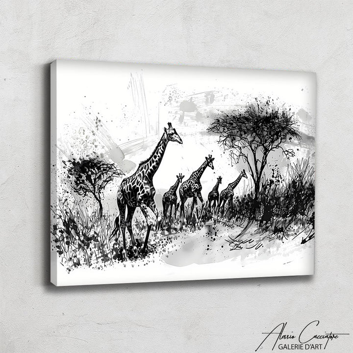 Cadre Girafe Noir et Blanc
