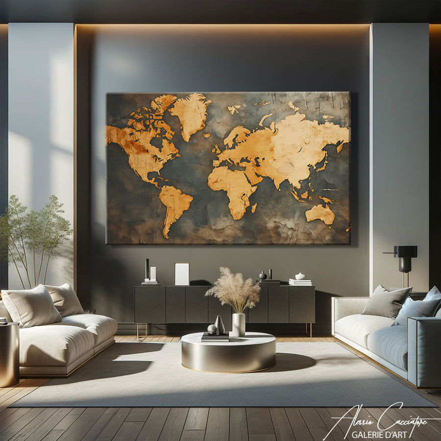 Tableau Mural Carte du Monde – mise en situation