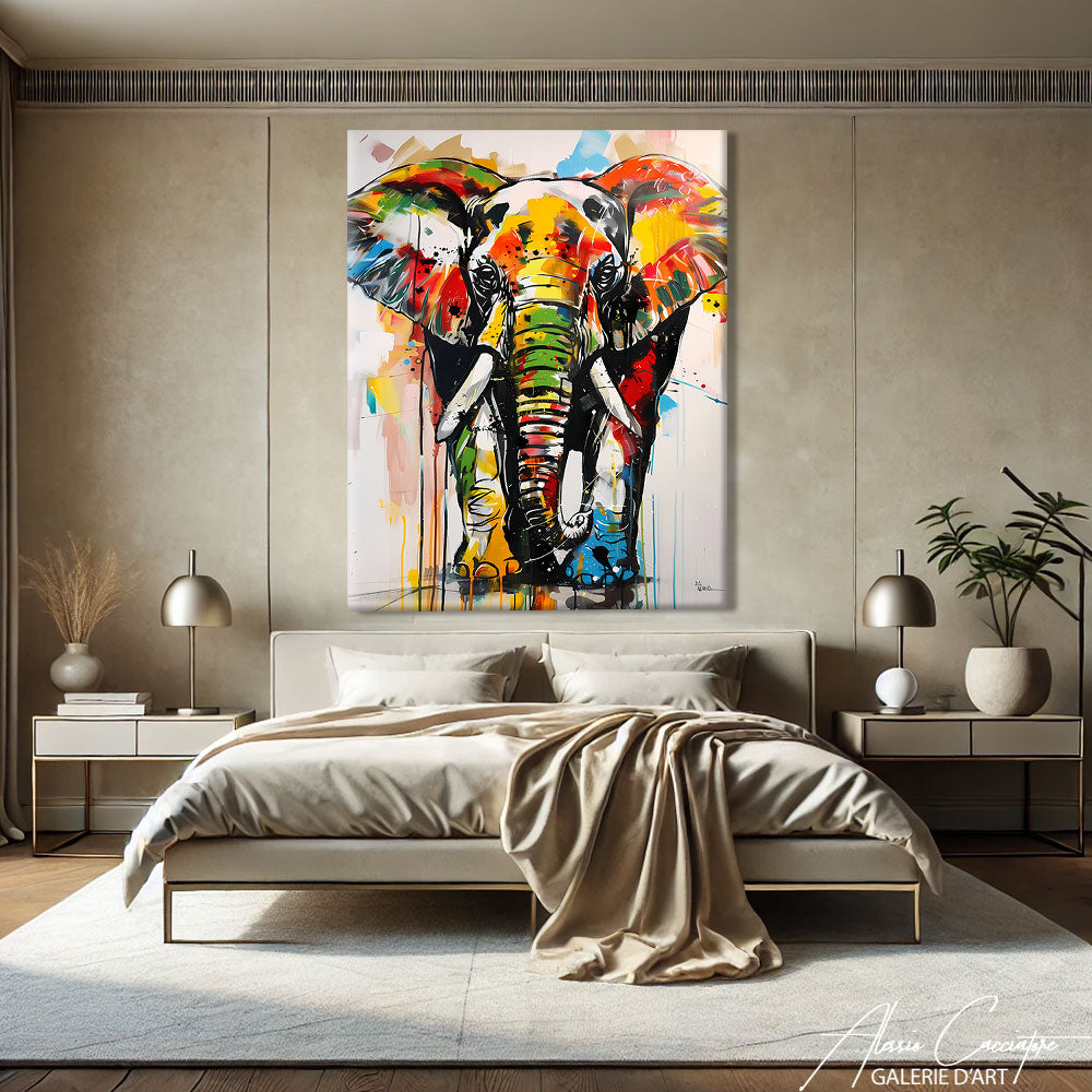 Tableau Éléphant Coloré
