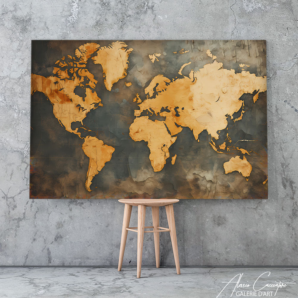 tableau carte du monde couleur