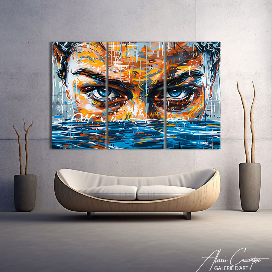 Tableau Triptyque Bleu – mise en situation
