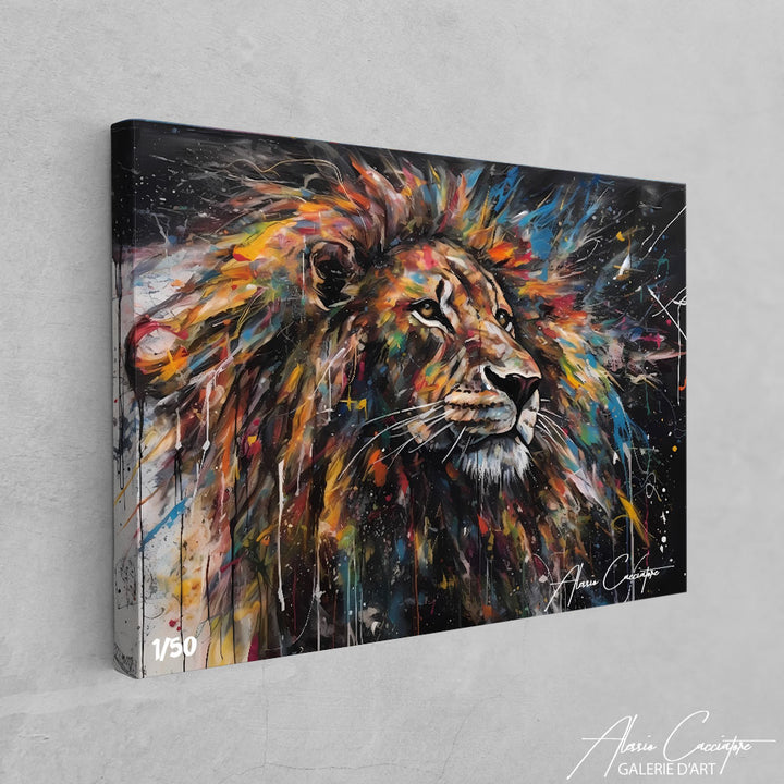 tableau toile lion 