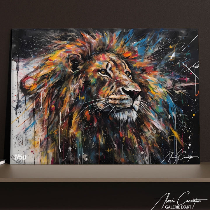 tableau toile lion