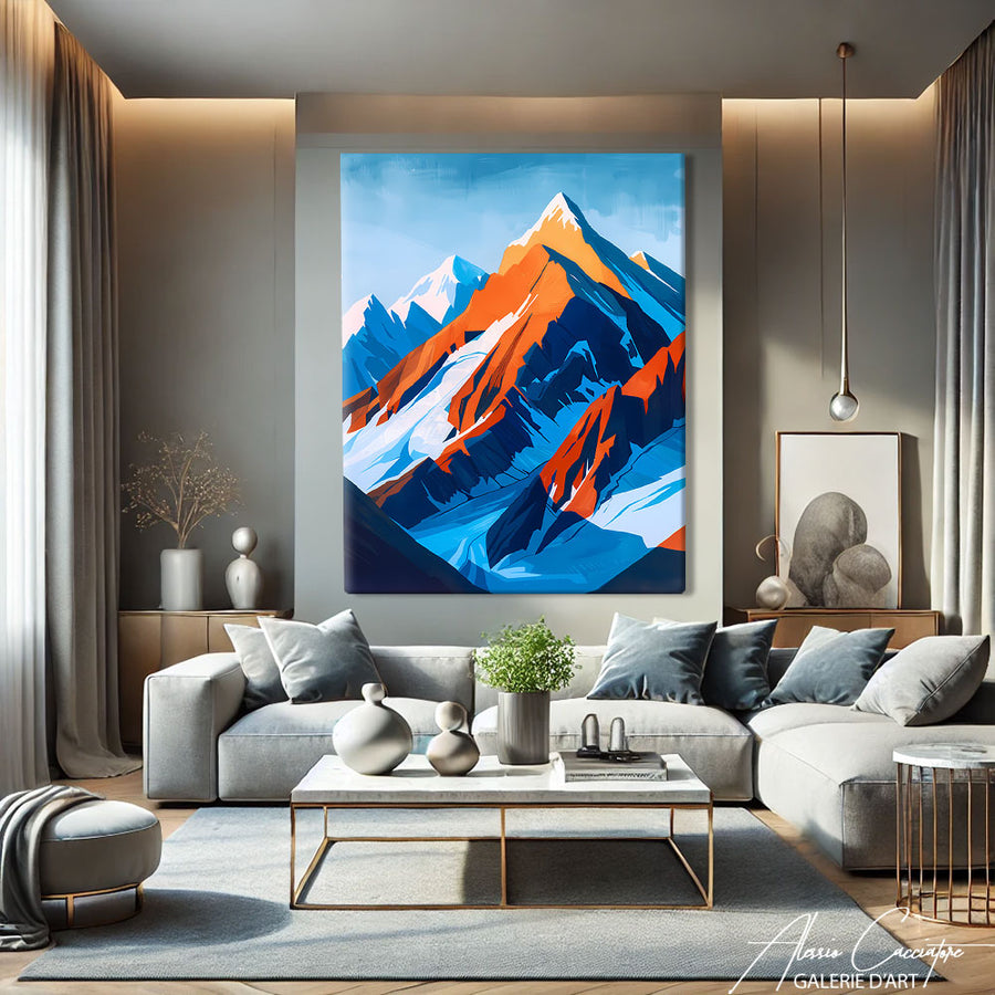 TABLEAU PEINTURE ACRYLIQUE MONTAGNE – mise en situation