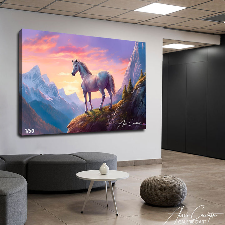 peinture cheval montagne
