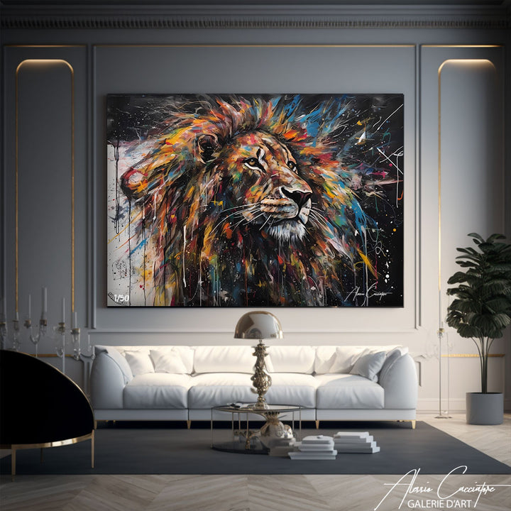 tableau toile lion