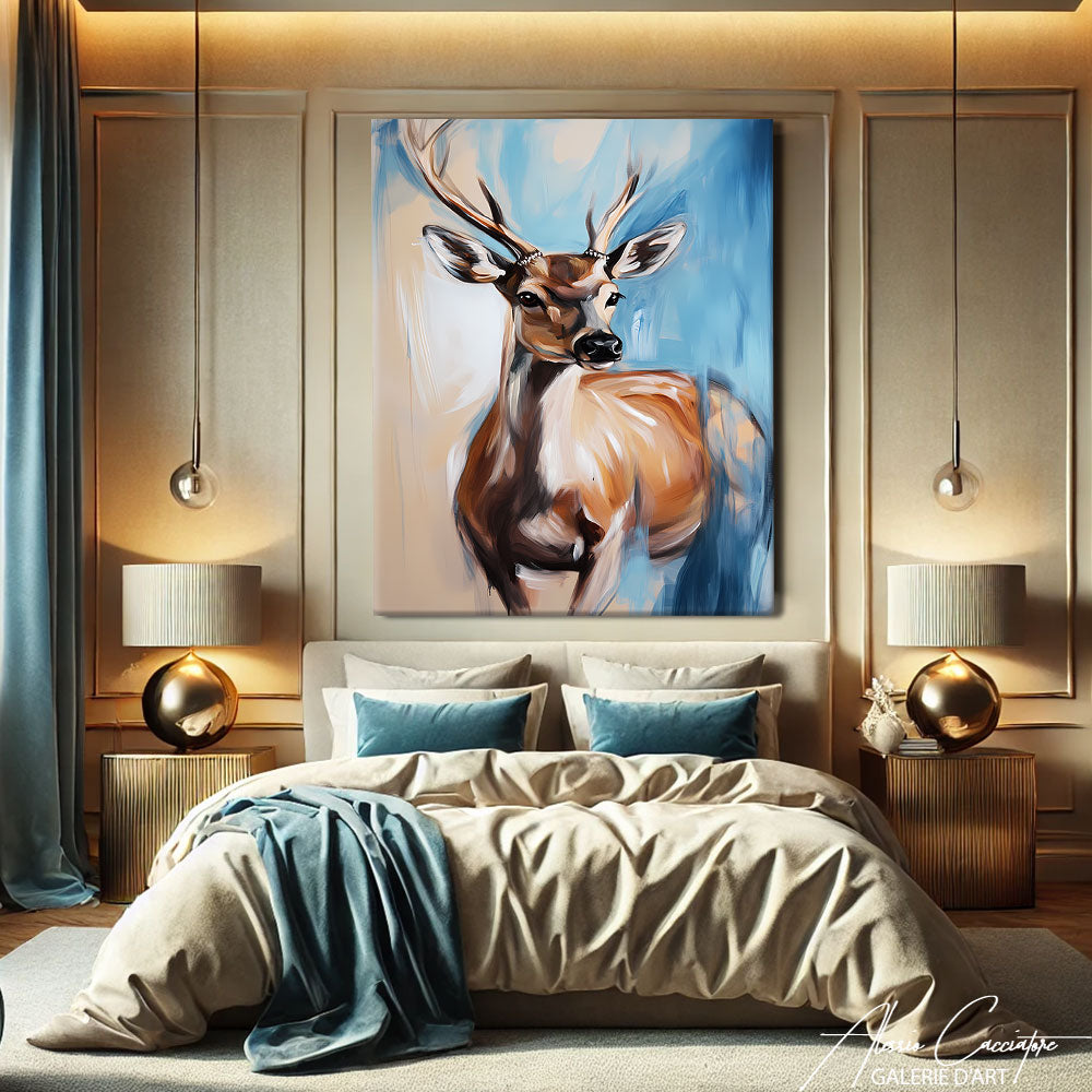 Tableau peinture cerf
