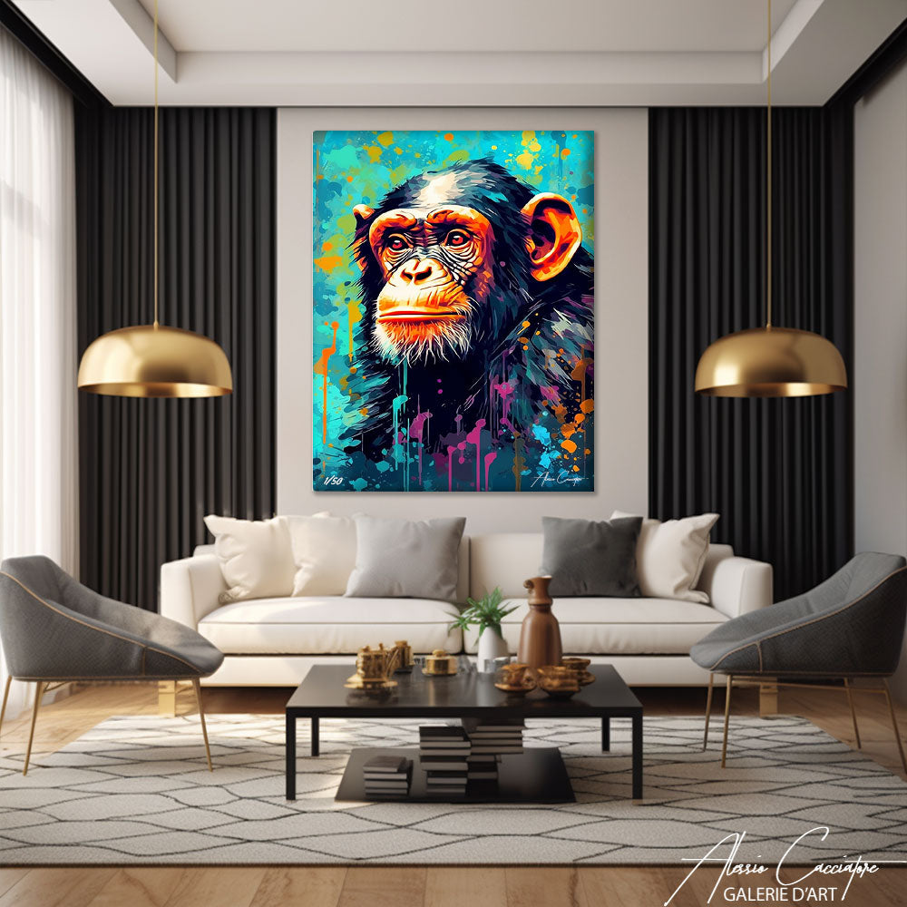 tableau singe coloré