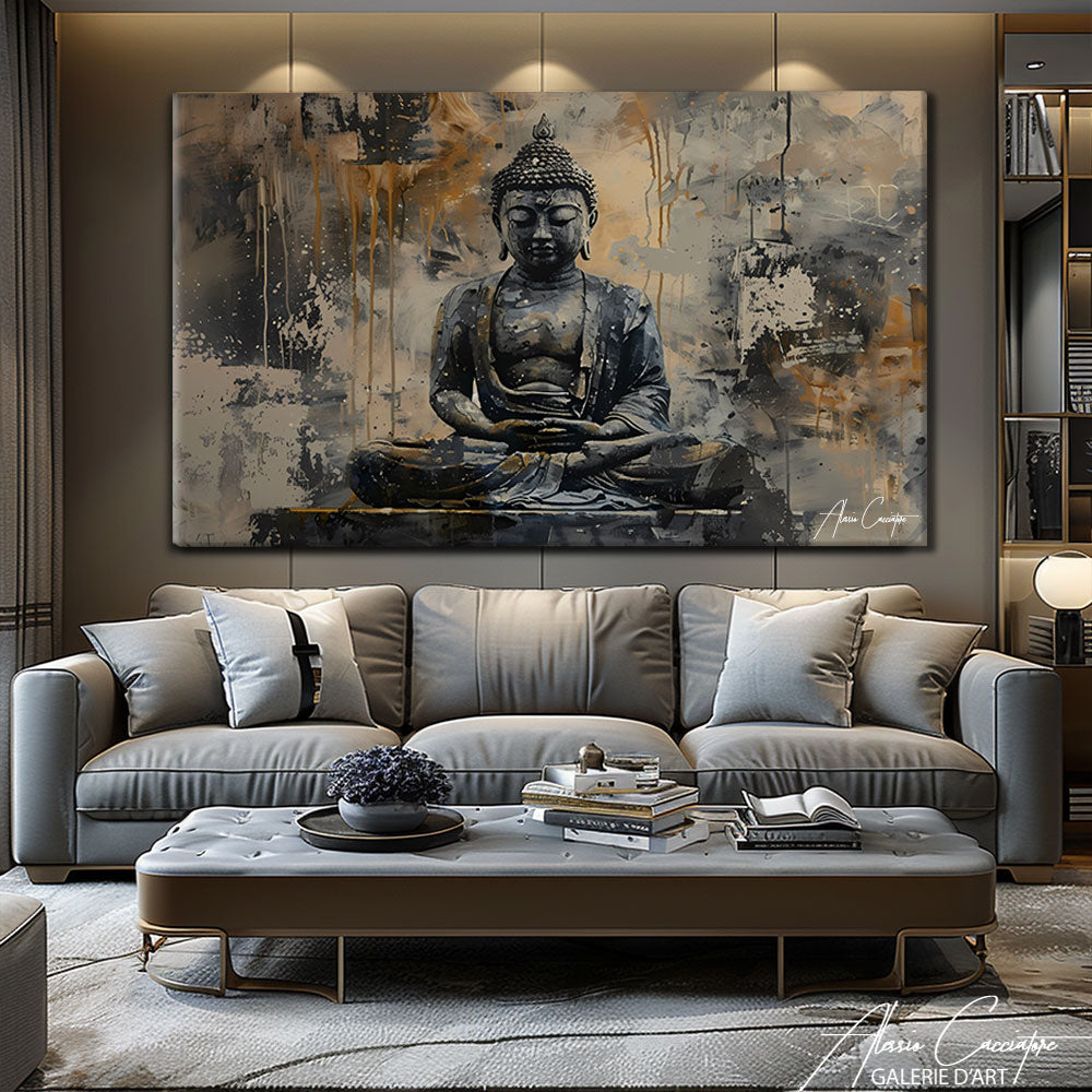 Toile Bouddha Noir et Blanc