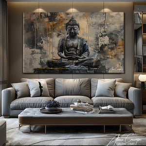 Toile Bouddha Noir et Blanc