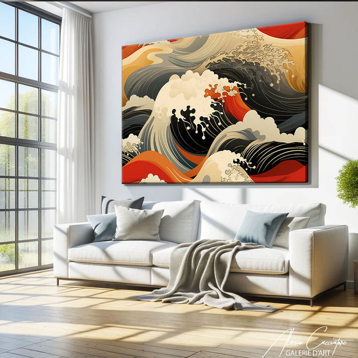 tableau japonais la vague