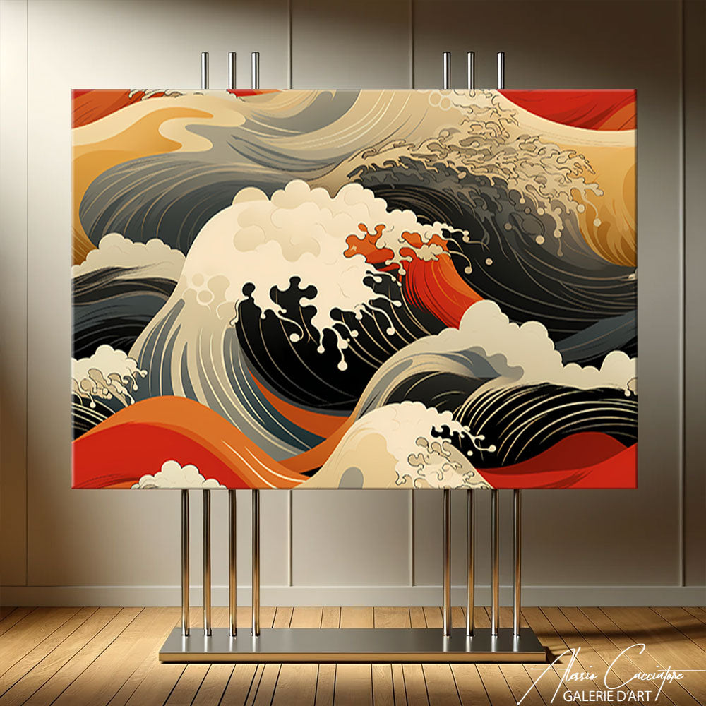 tableau japonais avec une vague