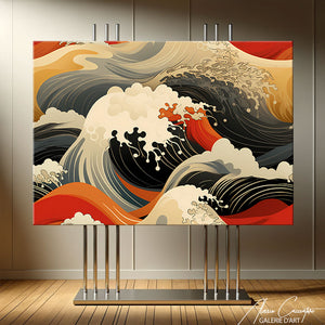 tableau japonais avec une vague