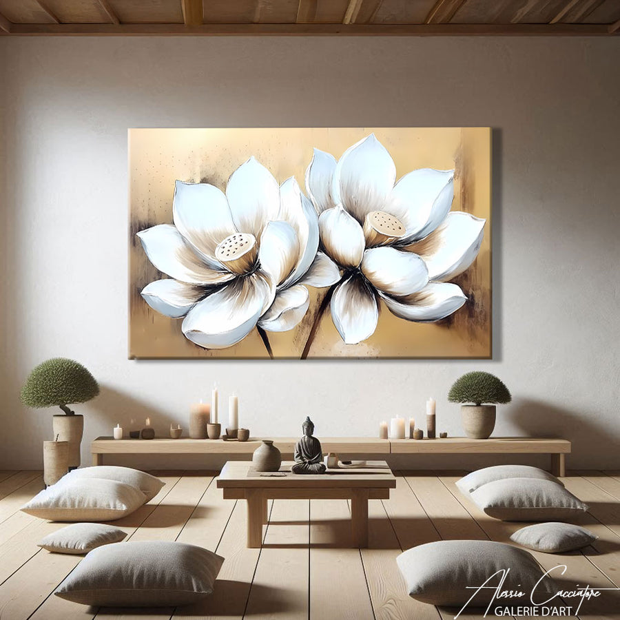 Tableau Fleurs De Lotus – mise en situation