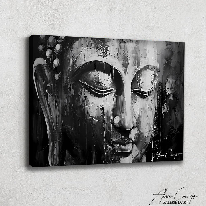 Toile Bouddha Noir et Blanc