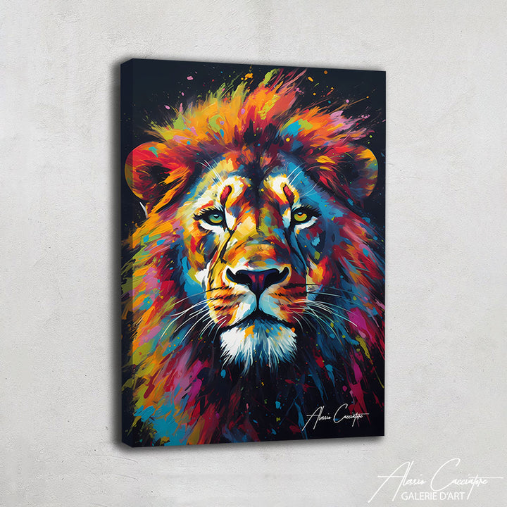 TABLEAU TÊTE LION POP ART
