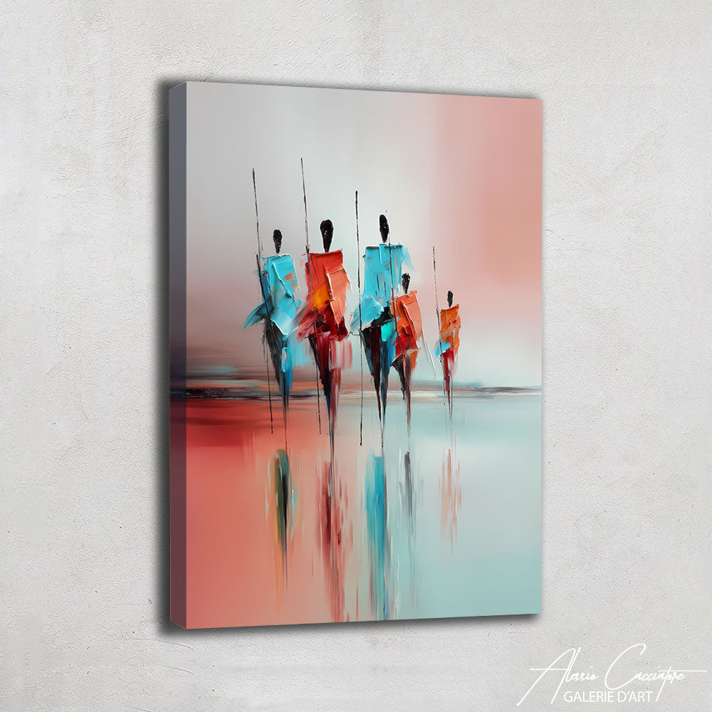 Tableau Abstrait Bleu et Rouge