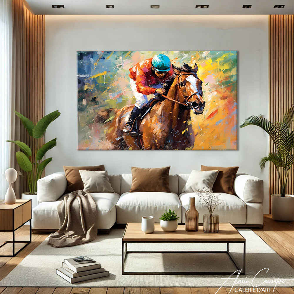 tableau cheval de course
