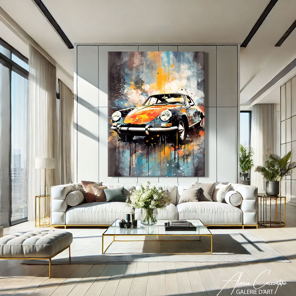 Tableau street art voiture 