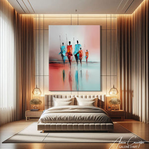 Tableau Abstrait Bleu et Rouge