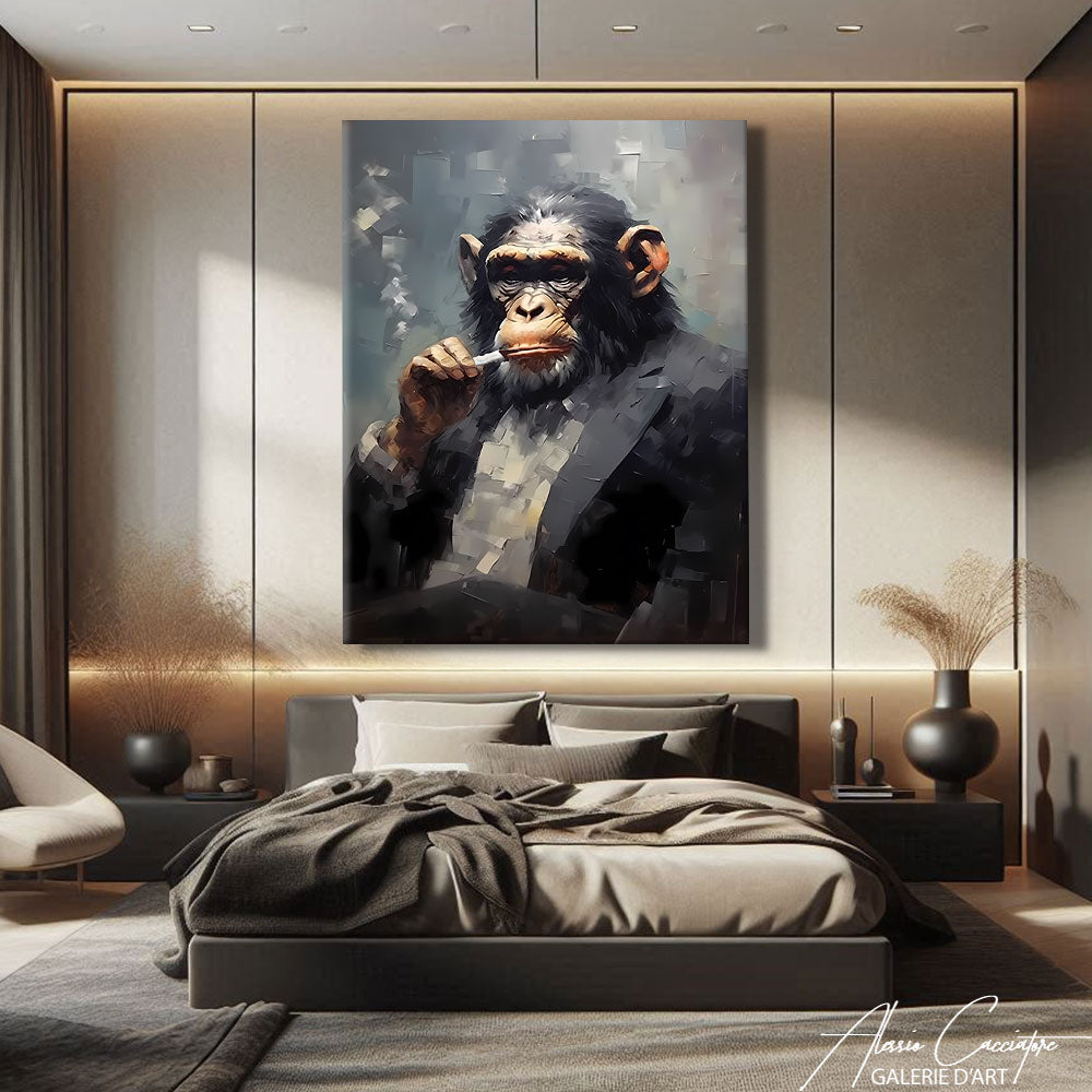 peinture singe cigare