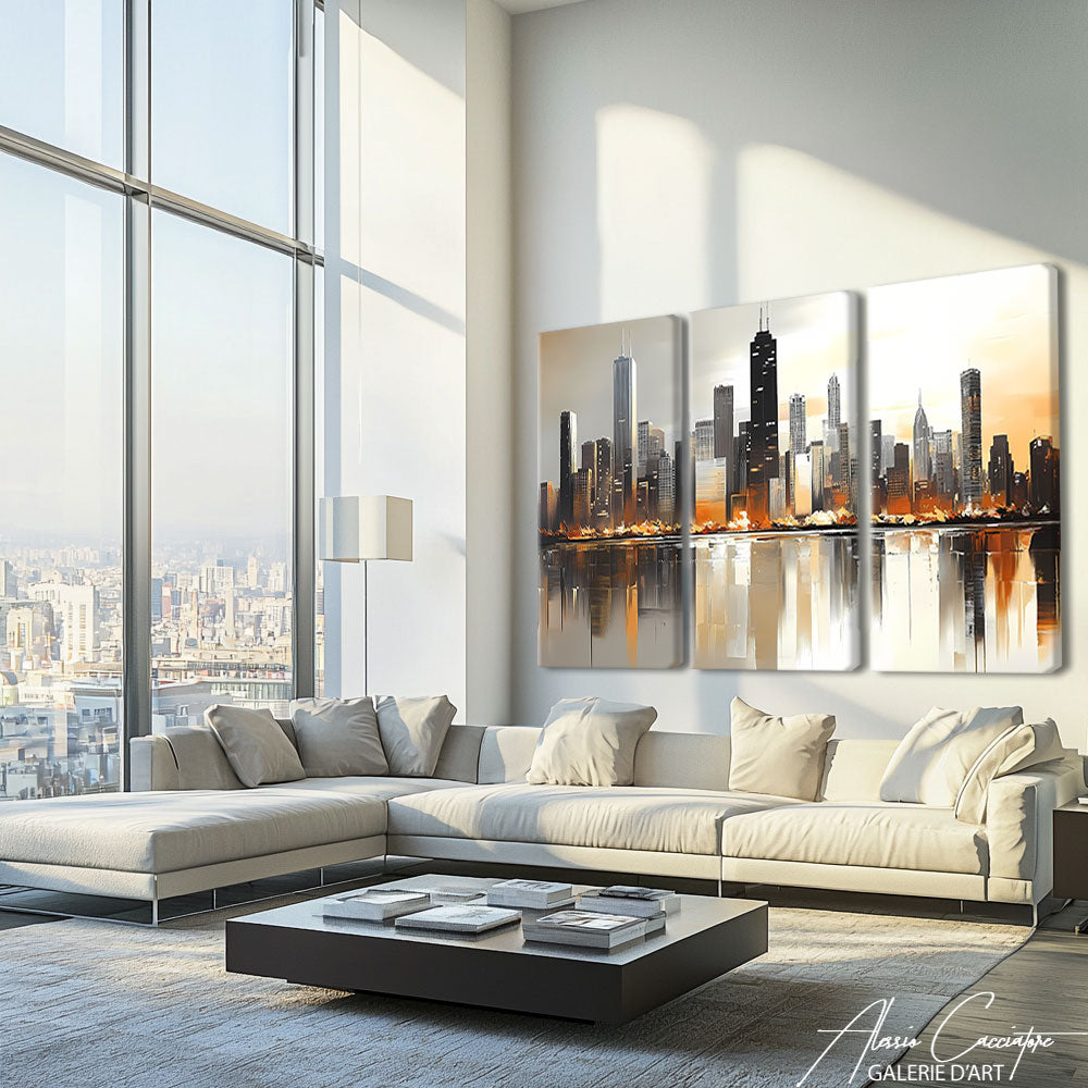 Tableau Triptyque Gris