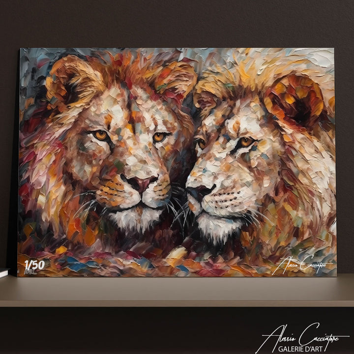 peinture couple lion