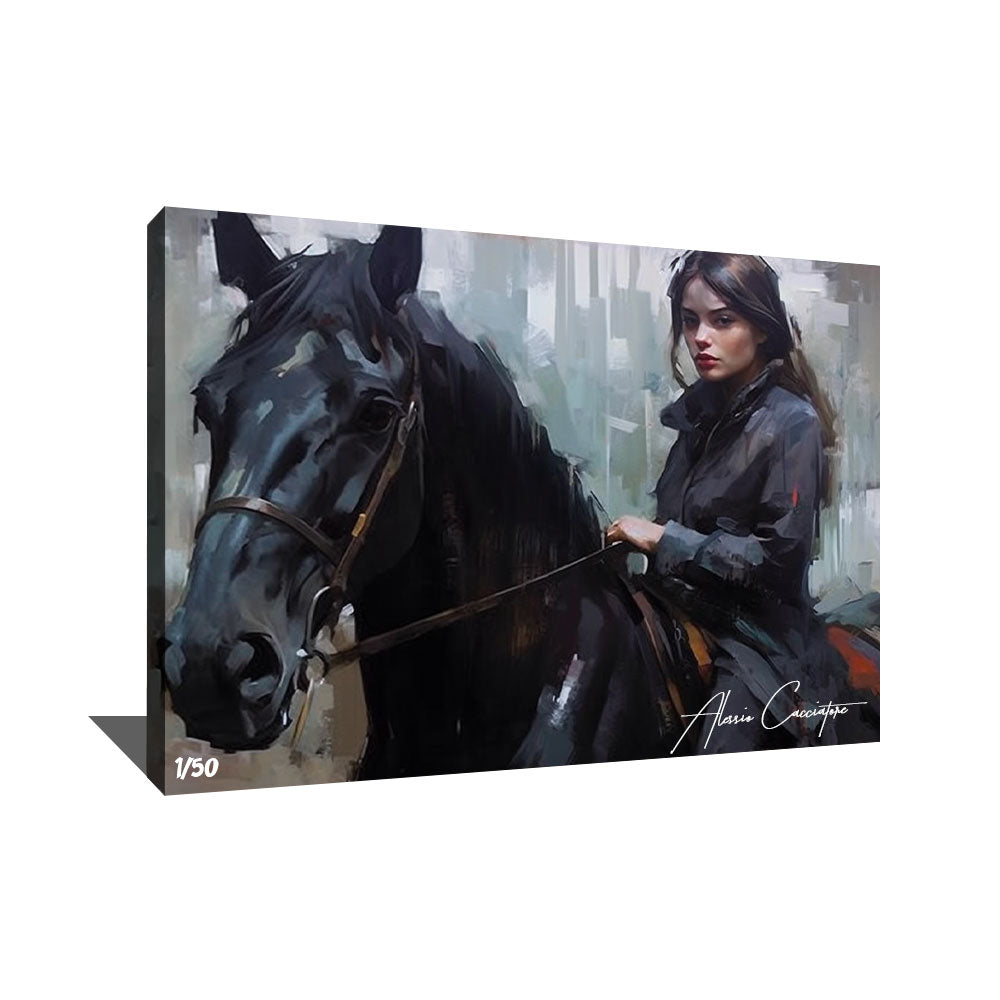 Tableau Cheval Noir Alessio Cacciatore