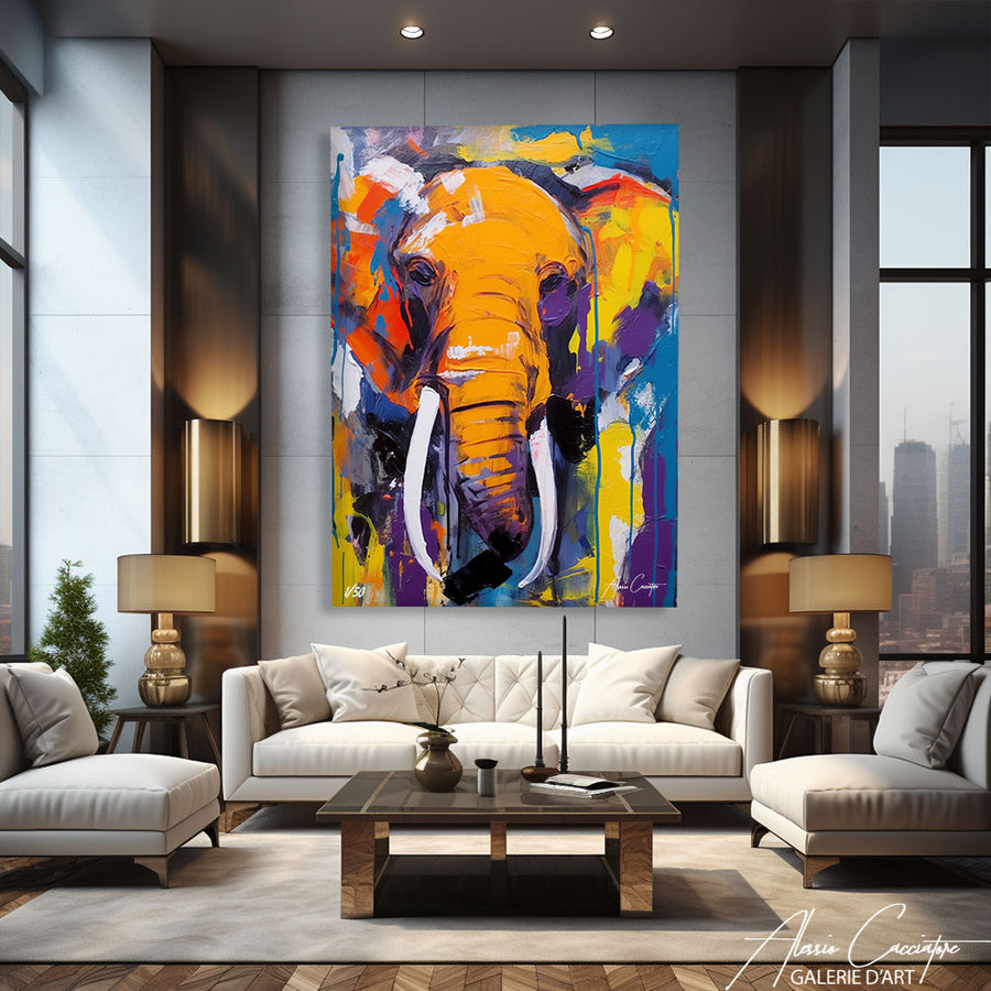 tableau toile éléphant – mise en situation
