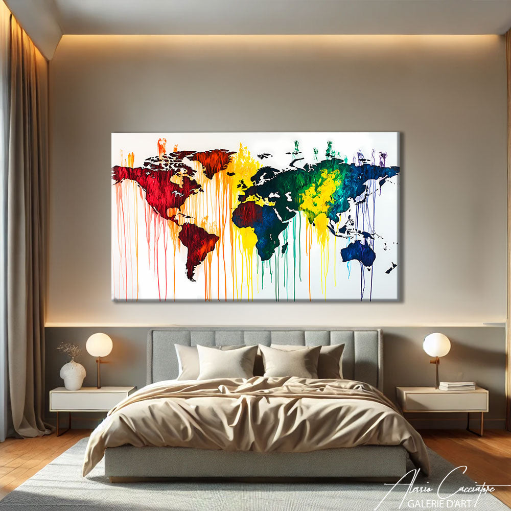 Tableau Carte du Monde Abstrait