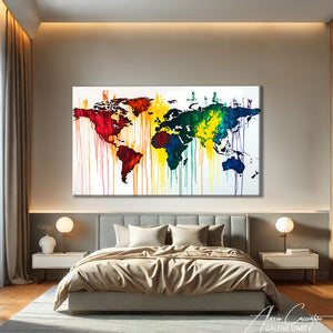 Tableau Carte du Monde Abstrait