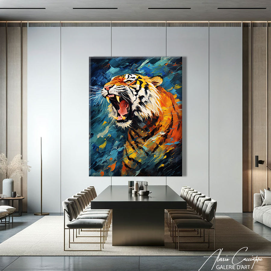 peinture tigre abstrait  – mise en situation