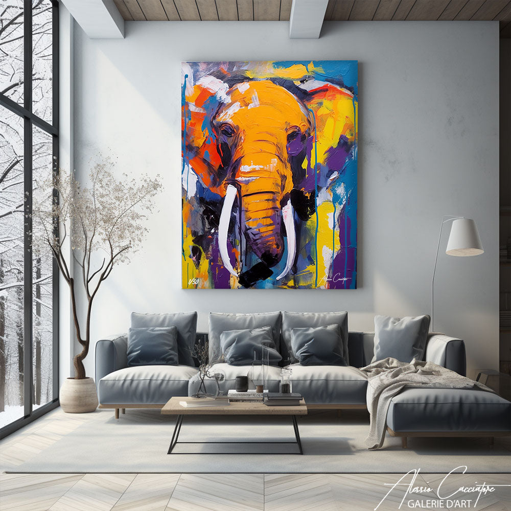 tableau éléphant coloré