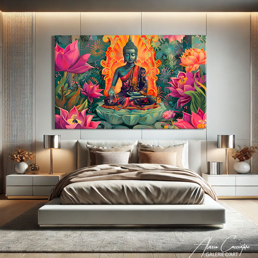 TABLEAU BOUDDHA COLORÉ