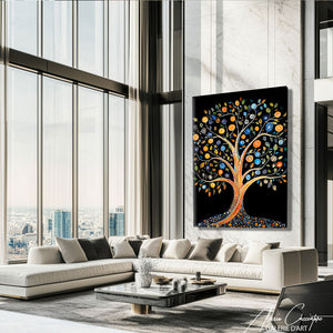 Tableau peinture arbre abstrait
