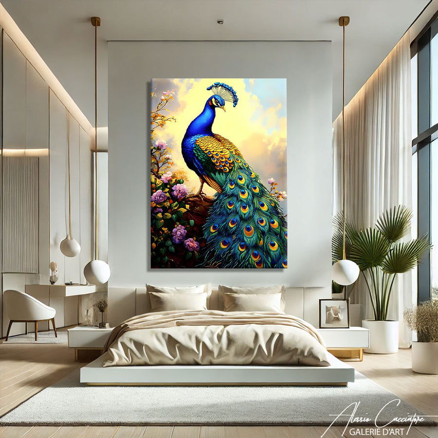Tableau bleu paon
 – mise en situation