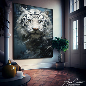 tableau tigre blanc peinture