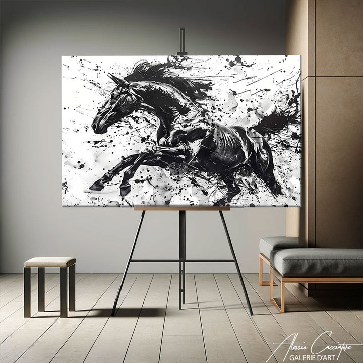 tableau cheval noir