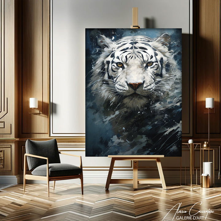 tableau tigre blanc peinture