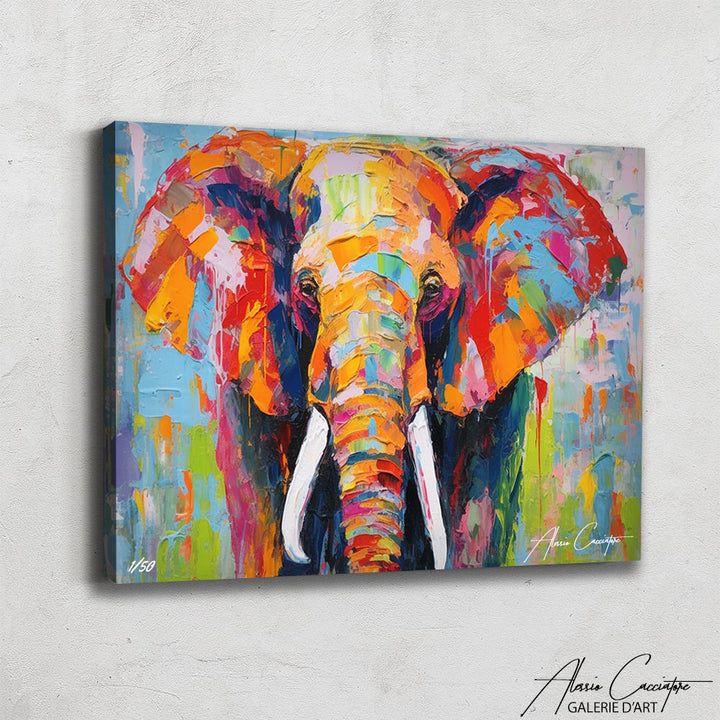 tableau éléphant coloré 