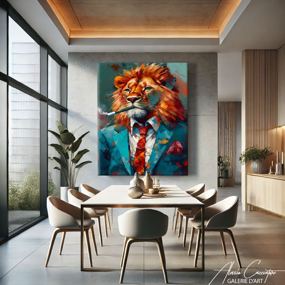 TABLEAU LION abstrait
