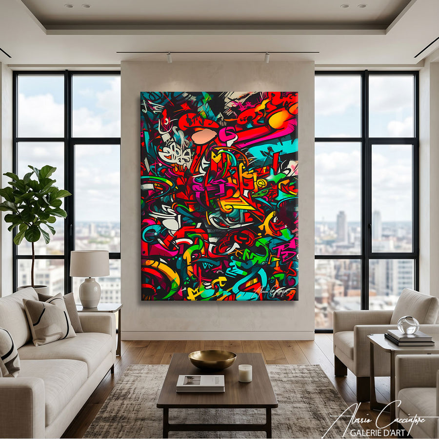 TABLEAU GRAFFITI ACRYLIQUE – mise en situation
