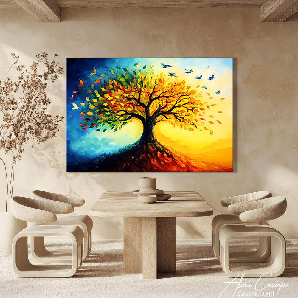 tableau arbre multicolore
