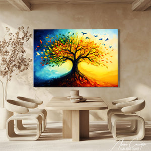 tableau arbre multicolore
