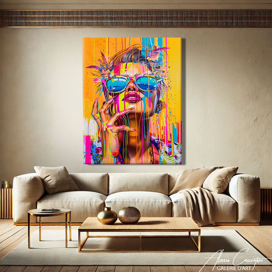 Tableau Contemporain Jaune – mise en situation