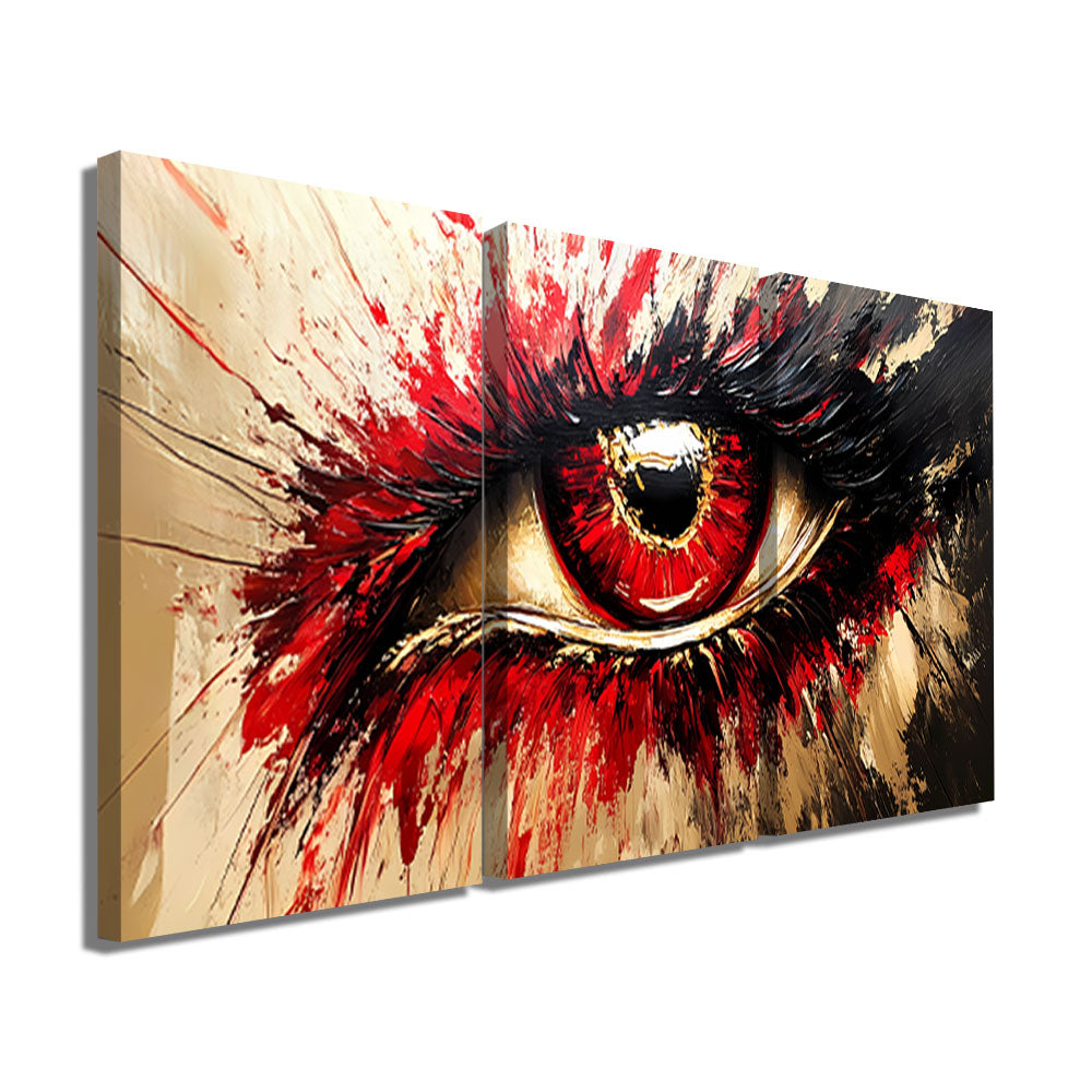 ABSTRACT EYE TRIPTYCH PAINTING