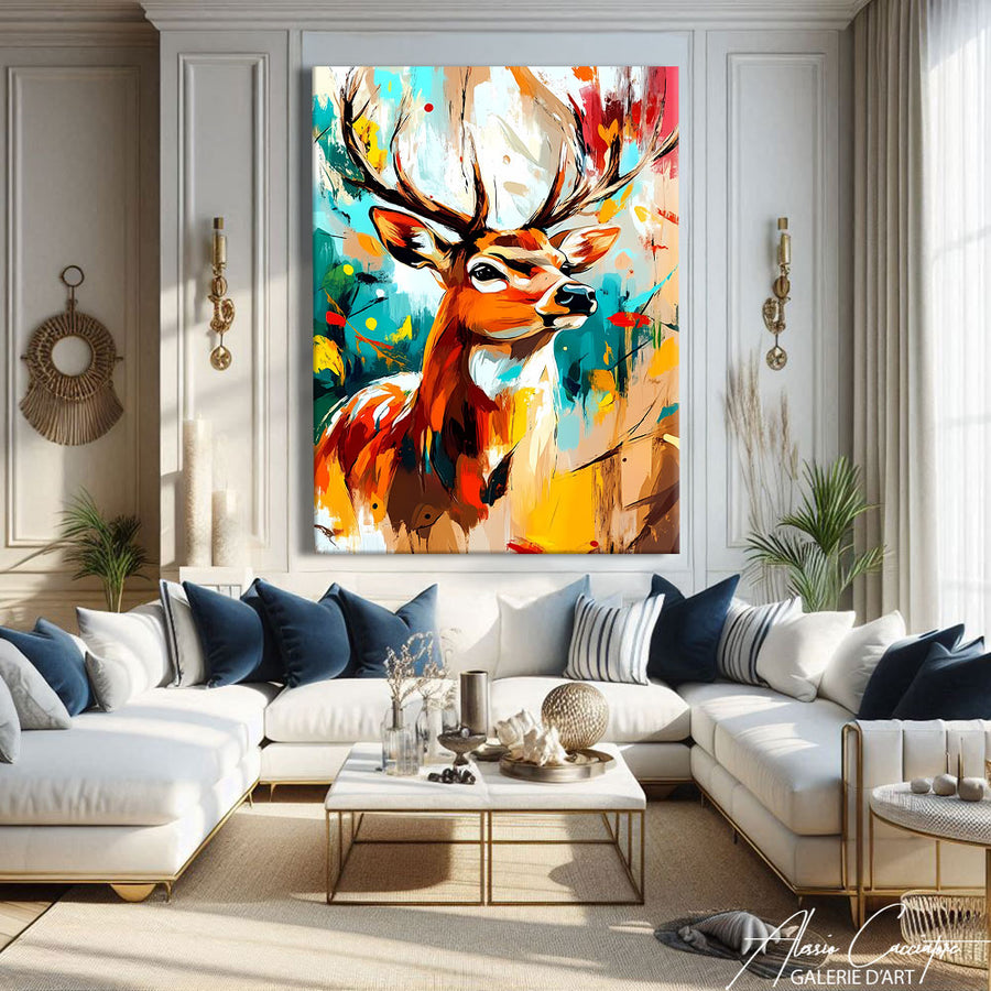 TABLEAU CERF ACRYLIQUE – mise en situation